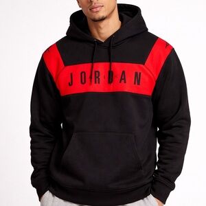Nike Jordan Men’s Hoodie – Black/Red Graphic Block – Size L (Large)